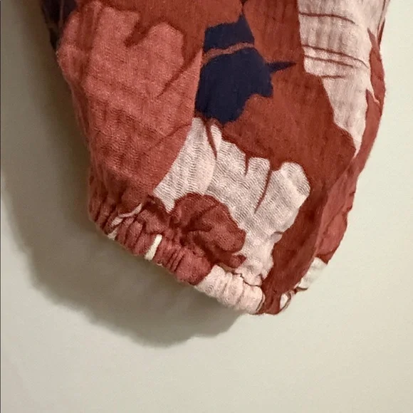 Lana Jacquard Blouse Floral Terracotta Blouse women XS gauze boho festival Y2K - Picture 7 of 9